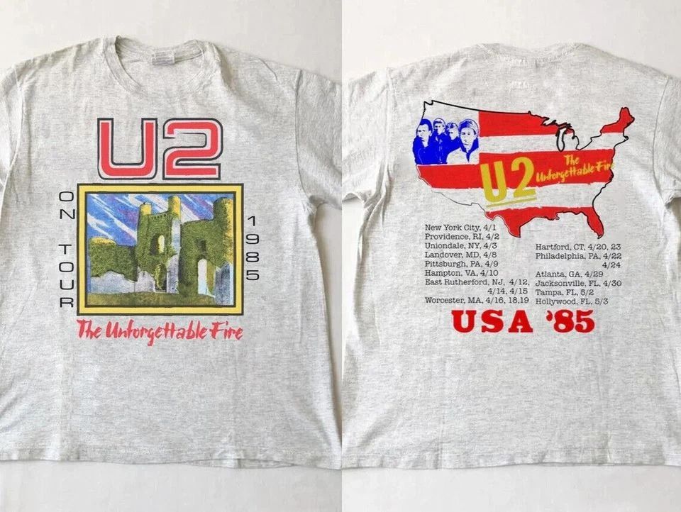 U2 On Tour 1985 , Double Sided Unisex
