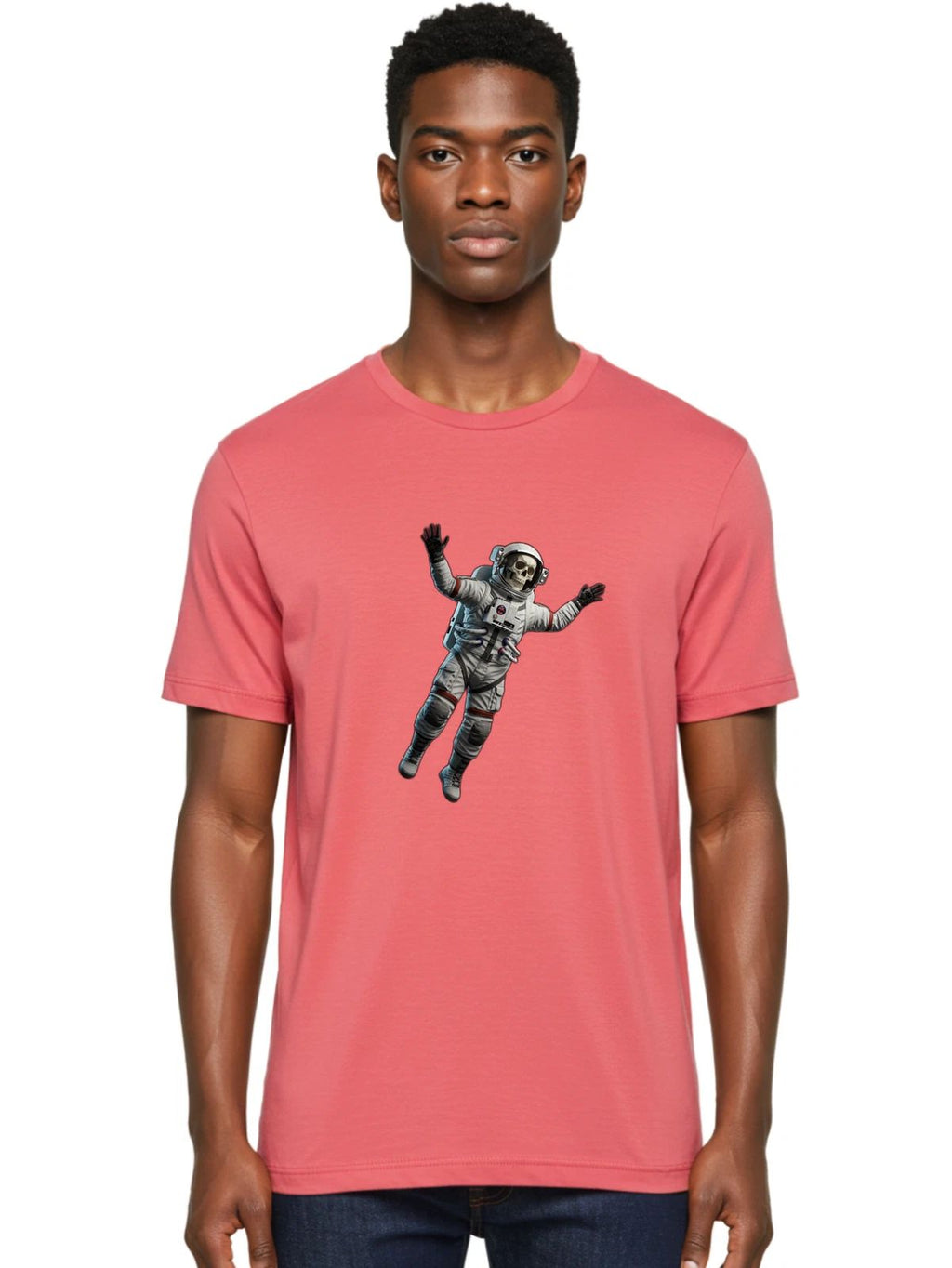 Floating-Skeleton-Astronaut Mens Graphic Tee, 100% Cotton, Casual Summer Wear Unisex