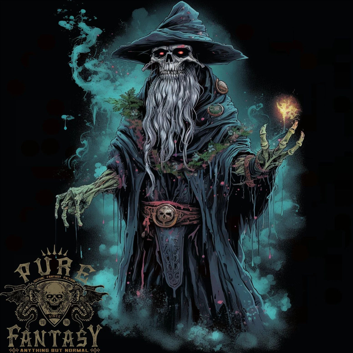 Fantasy Wizard Warlock Skull Mens 100% Cotton Unisex