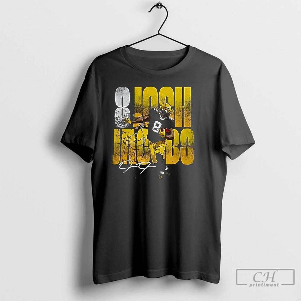 Premium Josh Jacobs Green Bay Packers Football Stiff Arm Number 8 Signature T Shirts Unisex