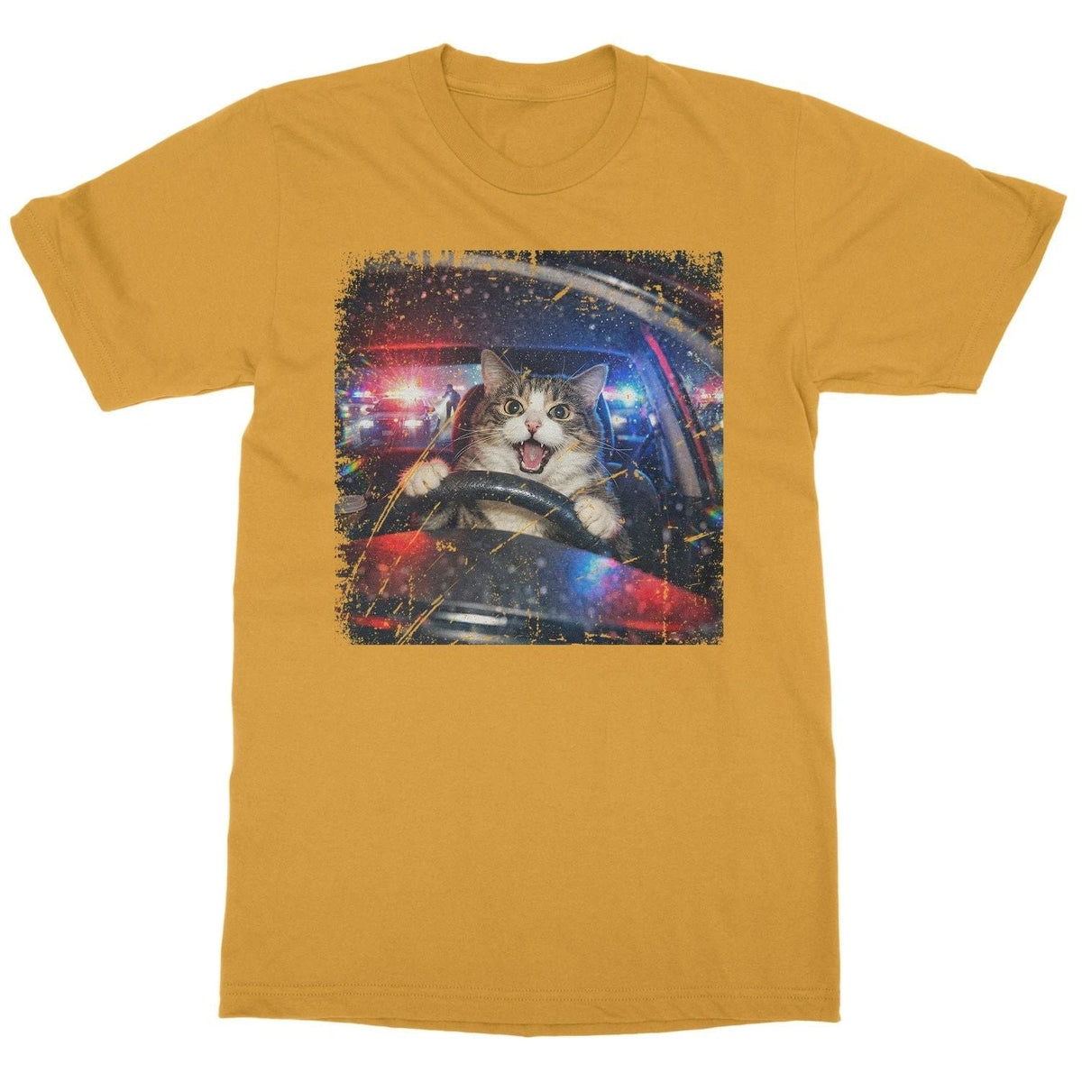 Cat Driving Car Police Chase Meme Funny Unisex Unisex
