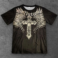 Mens Affliction Style Angel Wings Cross T Shirt Black Grunge Streetwear S-2XL Unisex