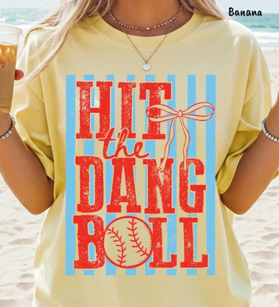 Hit The Dang Ball Shirt Baseball Tee, Softball Mom Tshirt, Retro Game Day Unisex