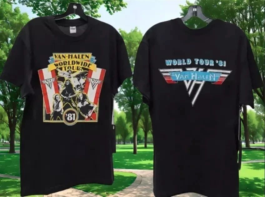 Van Halen Vintage Tour 1981 World 1984 Concert Band Tee 90s Rock Unisex