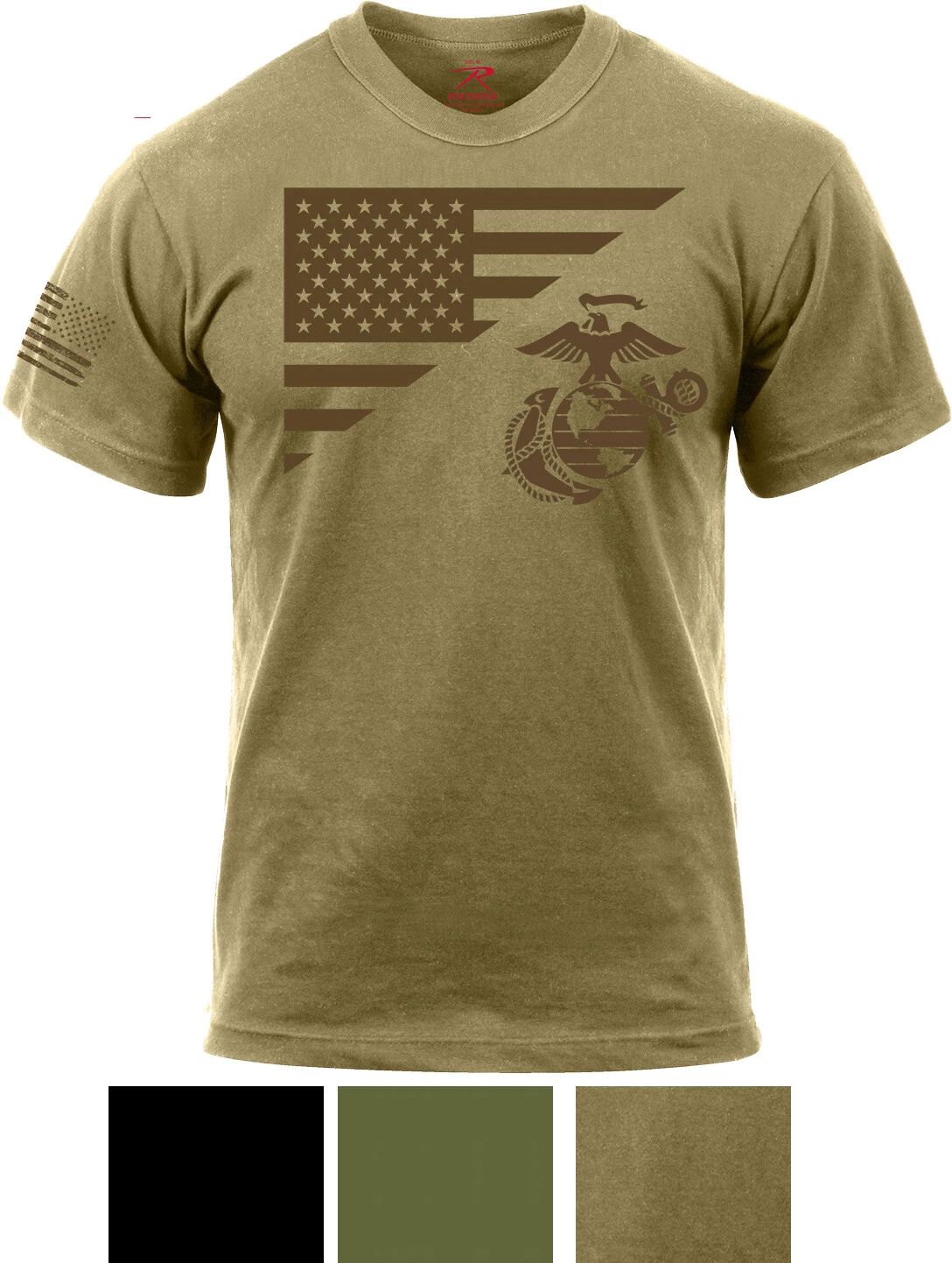 USMC Globe & Anchor USA Flag US Marines USMC Patriotic USA American Tee Unisex