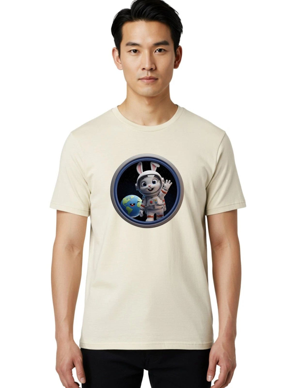 Astronaut-Bunny-26 Mens Graphic Tee, 100% Cotton, Casual Summer Wear Unisex