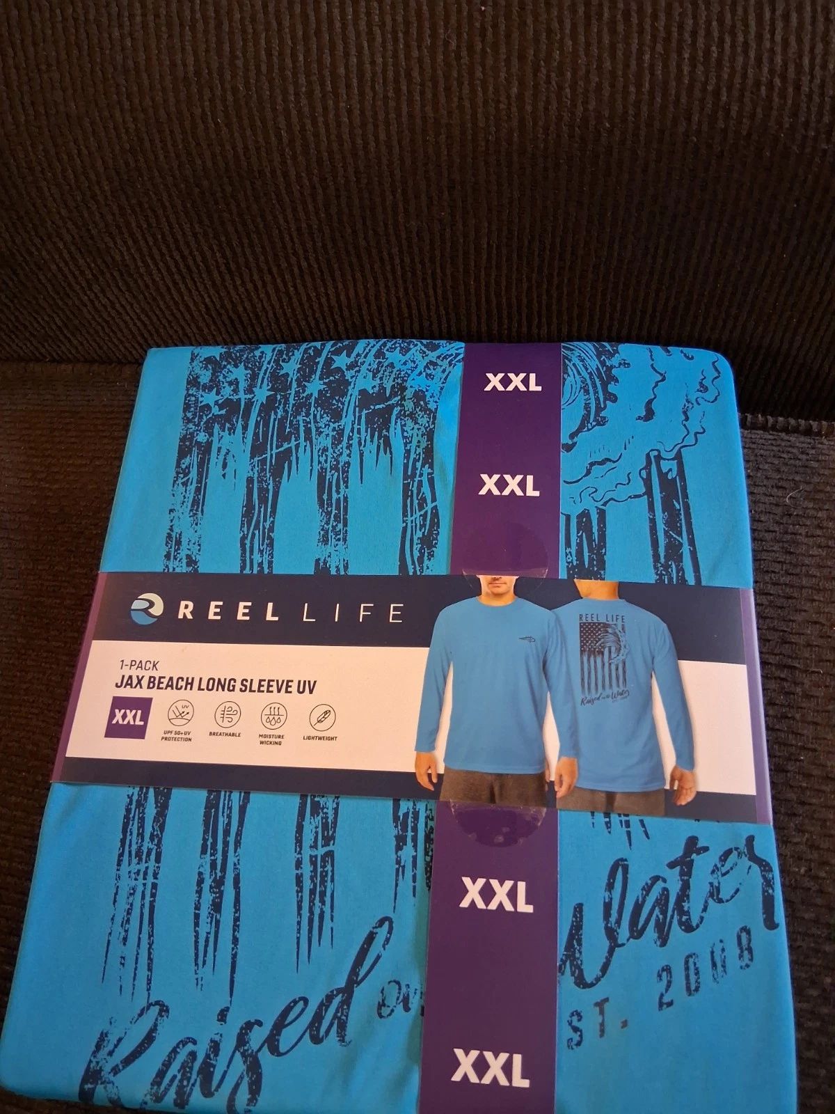 Reel Life UV Shirt Mens 2XL Blue Long Sleeve UPF 50+ Fishing Jax Beach NEW! Unisex