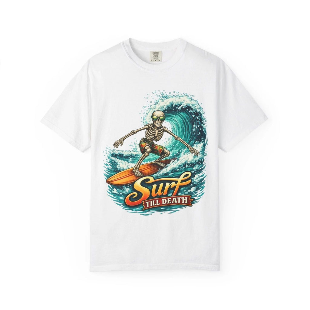 Skeleton Surfing 'Surf Till Death' | Skull Surfer Tee Unisex