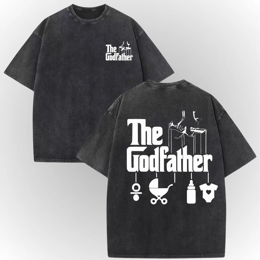 The Godfather Shirt • Acid Wash Tee • Funny Godfather Baby Icons Shirt Unisex