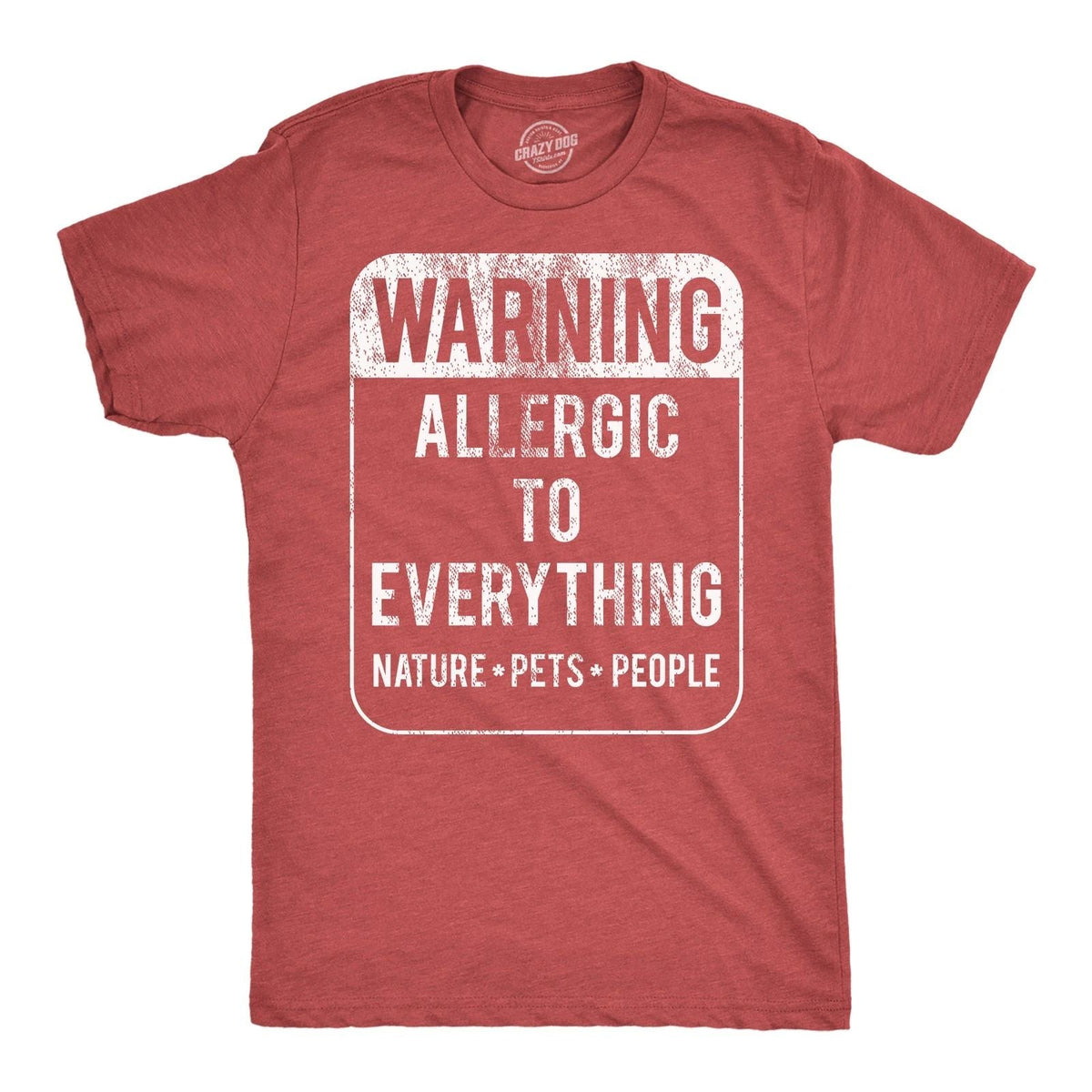 Mens Funny T Shirts Warning Allergic to Everything Sarcastic Graphic Tee for Men Unisex