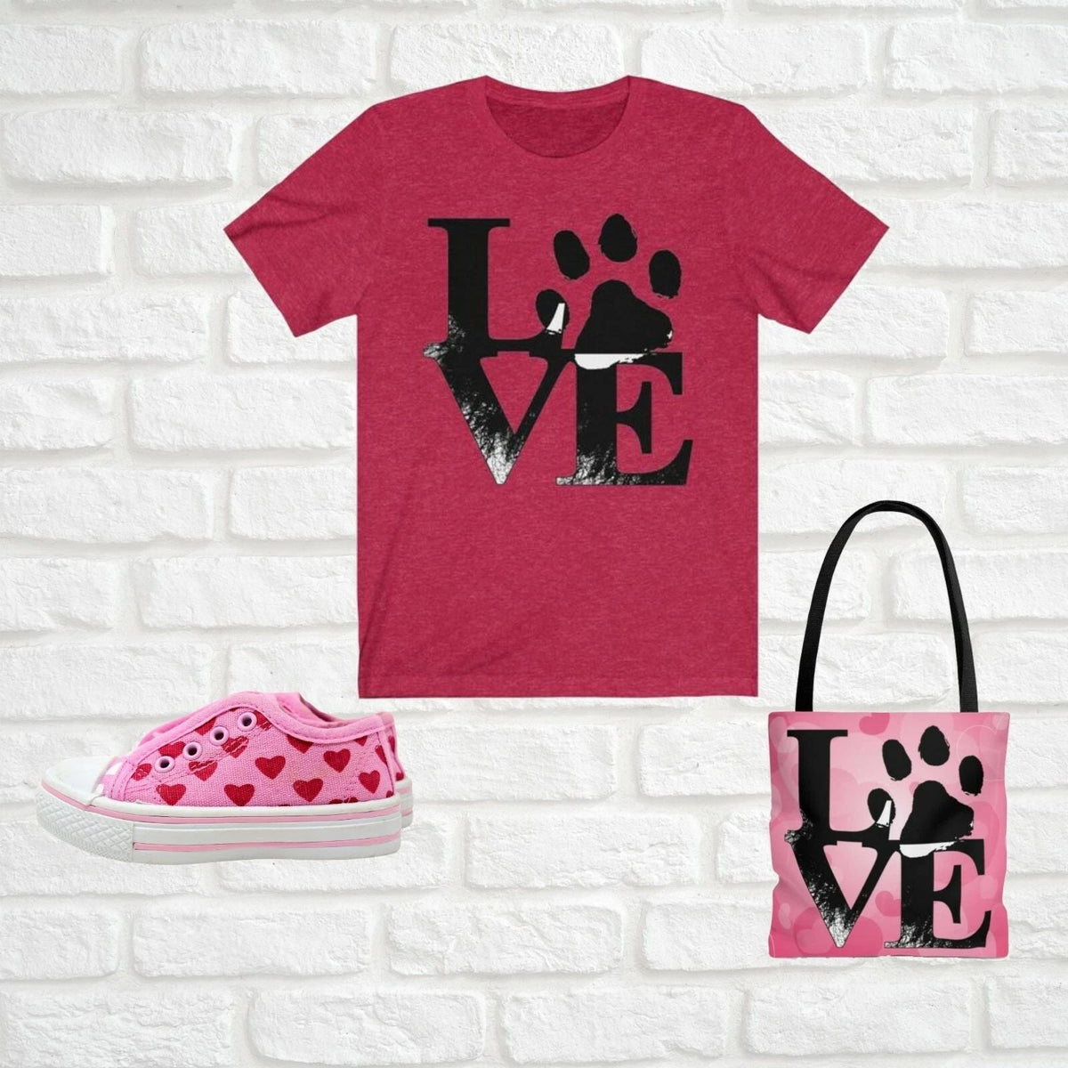 Bella Canvas Paw Print Love Shirt Blouse Dog Mom Shirt Animal Lover L Unisex