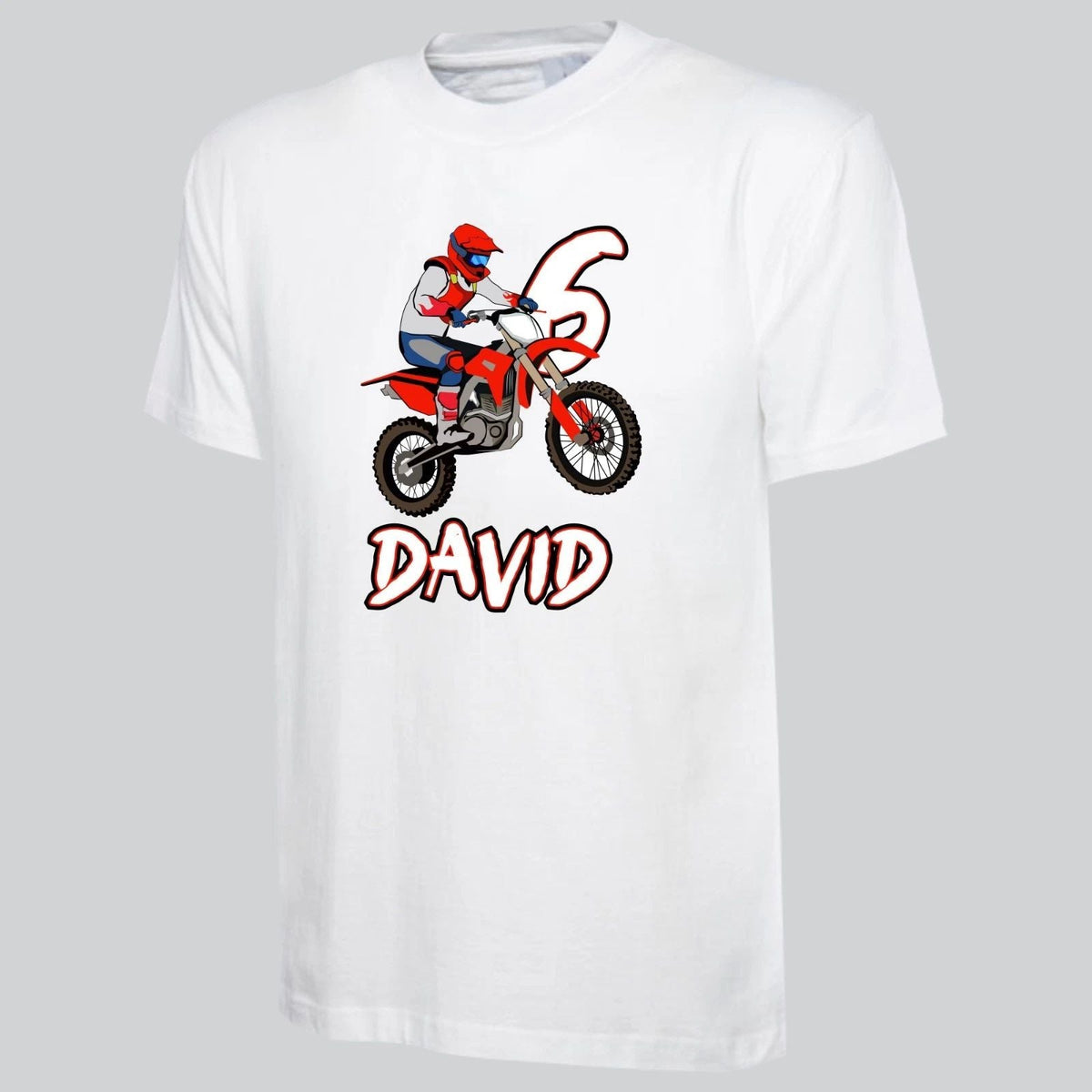 Personalised Motocross Boys T Shirt Printed Custom Name Birthday Gift Kids T Top Unisex