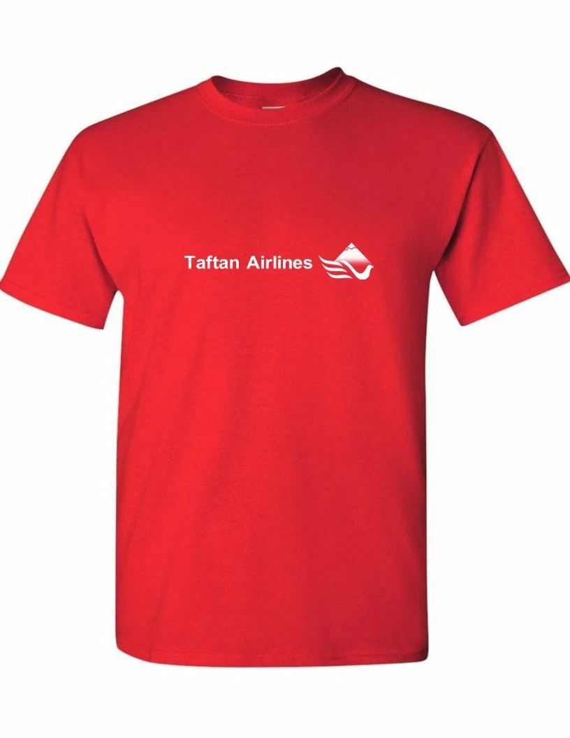 Taftan Airlines White Logo Tee Persian Iranian Air Travel Red Cotton Unisex