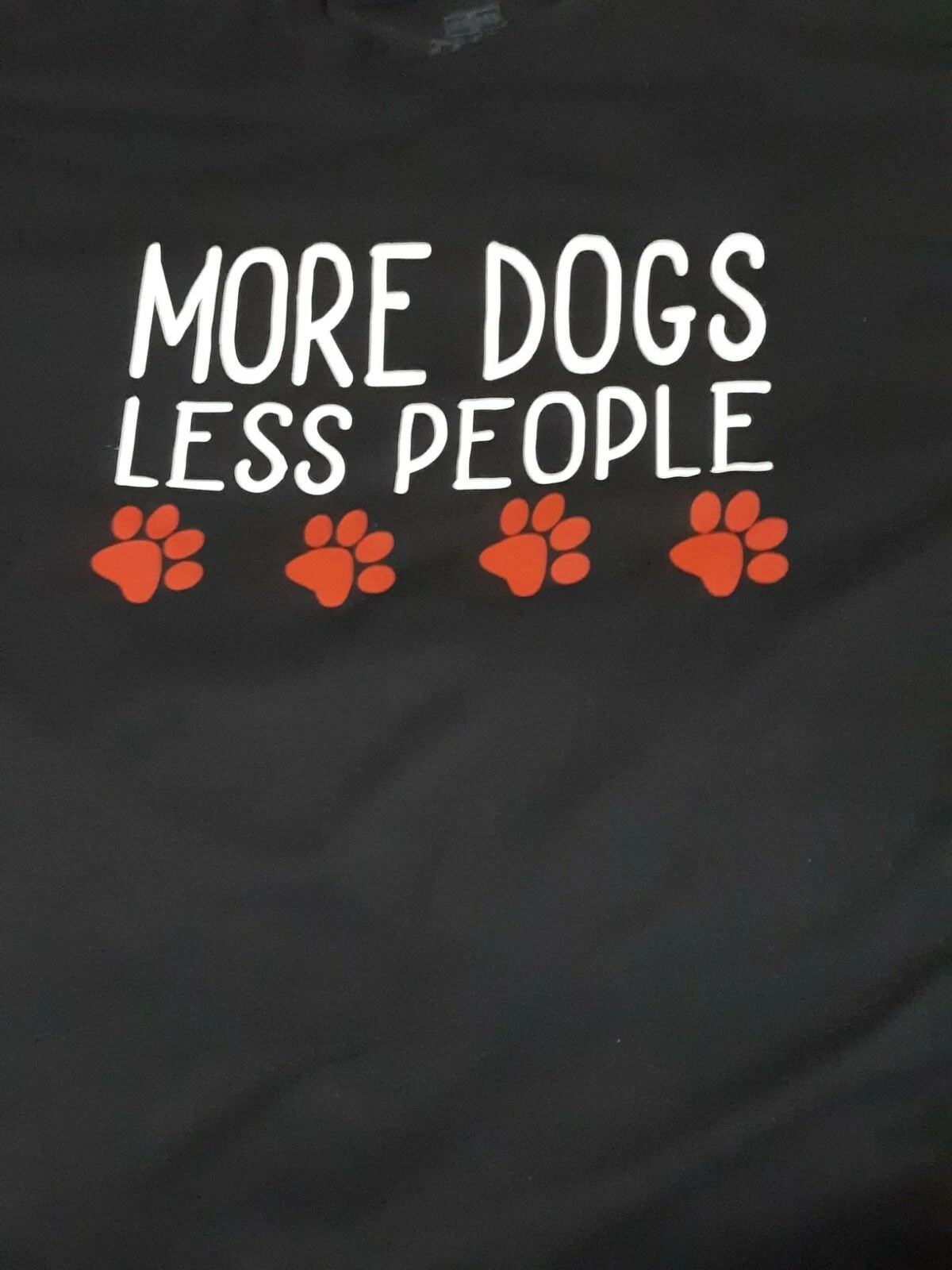 NWOT XL Shirt for Dog Lovers "More Dogs Less People" Shirt Pawprints Black Red Unisex