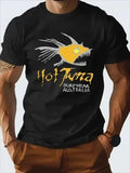 Men's Hot Tuna Surf Graphic - 100% Cotton, Black Casual Summer Tee with Unisex
