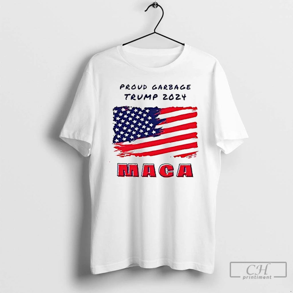Premium Proud Garbage Trump 2024 Maga America Flag T Shirts Unisex
