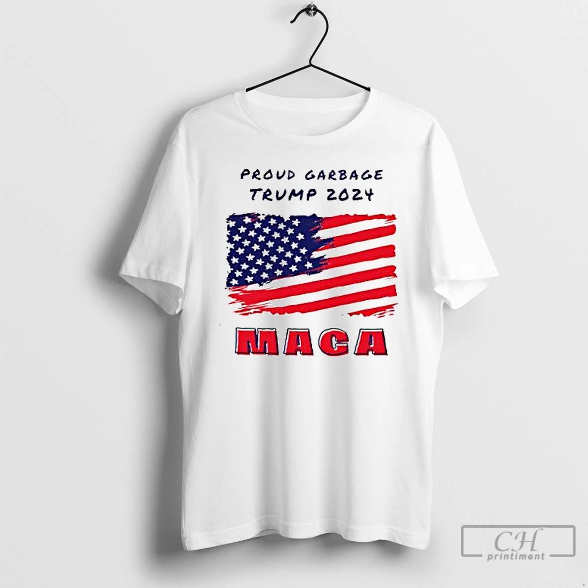 Premium Proud Garbage Trump 2024 Maga America Flag T Shirts Unisex