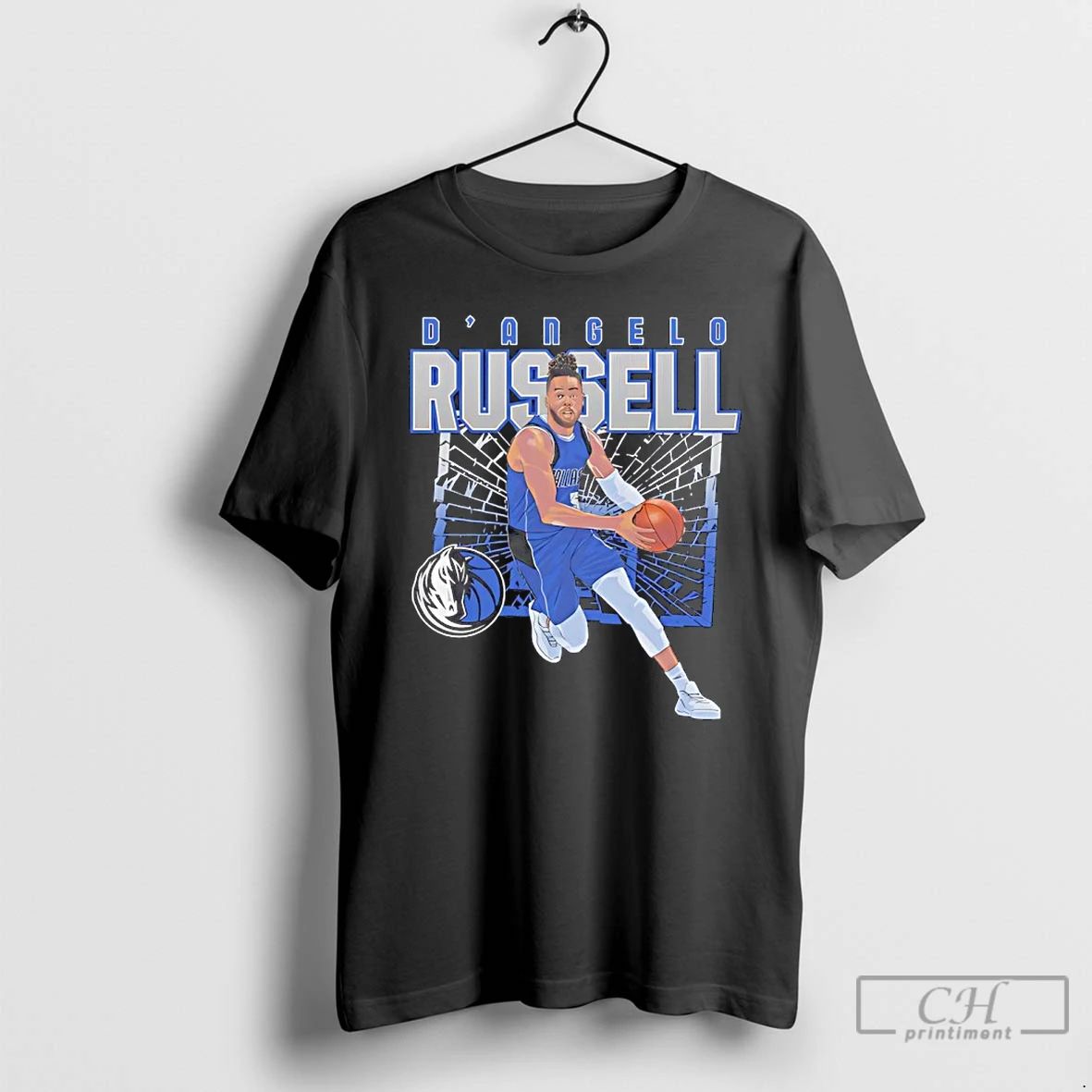 Premium Dangelo Russell Dallas Mavericks Basketball Player Shattered T Shirts Unisex