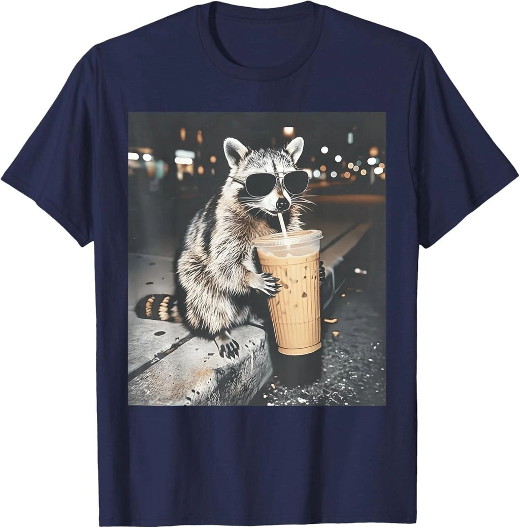 Raccoon Drinking Iced Coffee Funny Animal Meme Unisex Unisex
