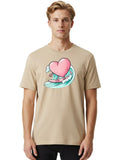 Heart-Surfing-2 Mens Graphic Tee, 100% Cotton, Casual Summer Wear Unisex