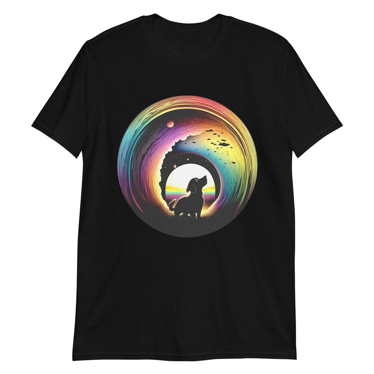 Mens Tshirt Rainbow Dog Womens Black Cat Shirt Womens Animal Lover Shirt Unisex