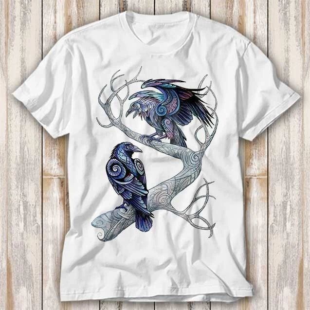 Hugin And Munin Ravens Norse Mythology Viking God Odin T Shirt Top Tee 4002 Unisex