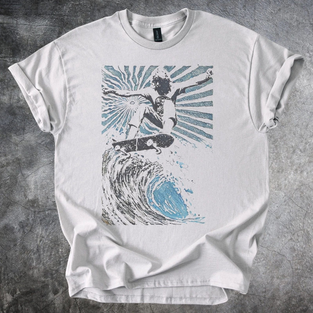 Abstract Cosmic Energy Graphic Tee Blue Black Modern Art Design Unisex