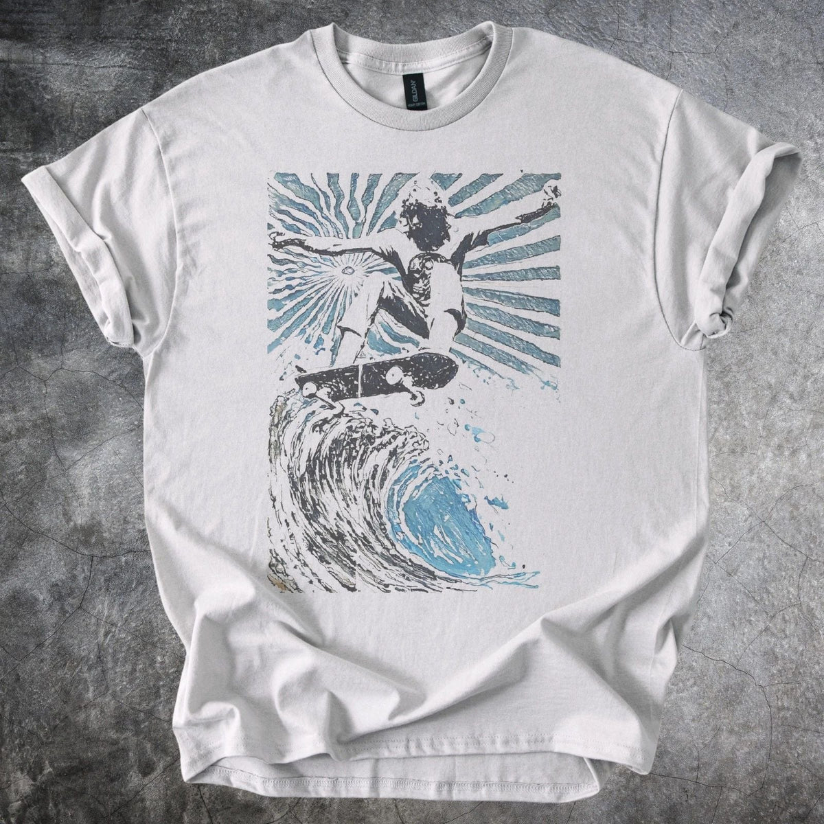 Abstract Cosmic Energy Graphic Tee Blue Black Modern Art Design Unisex