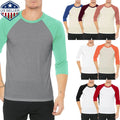 Mens Baseball RAGLAN T Shirts 3/4 Sleeve Tee Team Sport Jersey Solid Casual Unisex