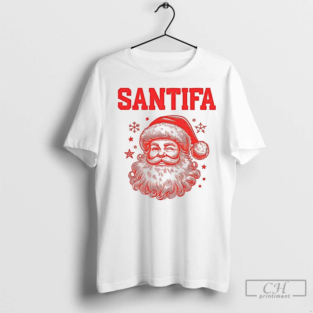Premium Santa Claus Big Face Santifa Anti Fascism Antifa Santa Christmas Unisex
