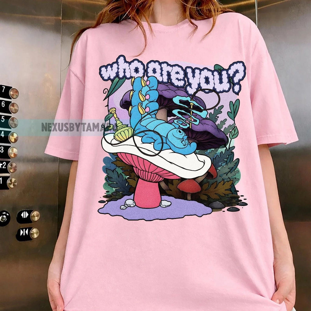 Vintage Alice In Wonderland Shirt, Caterpillar And Flowers Retro Unisex