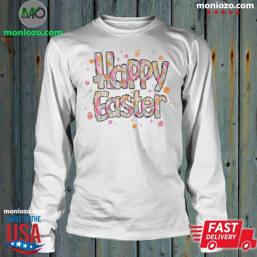 Original Happy Easter Colorful Happy Easter Lettering Shirt Unisex