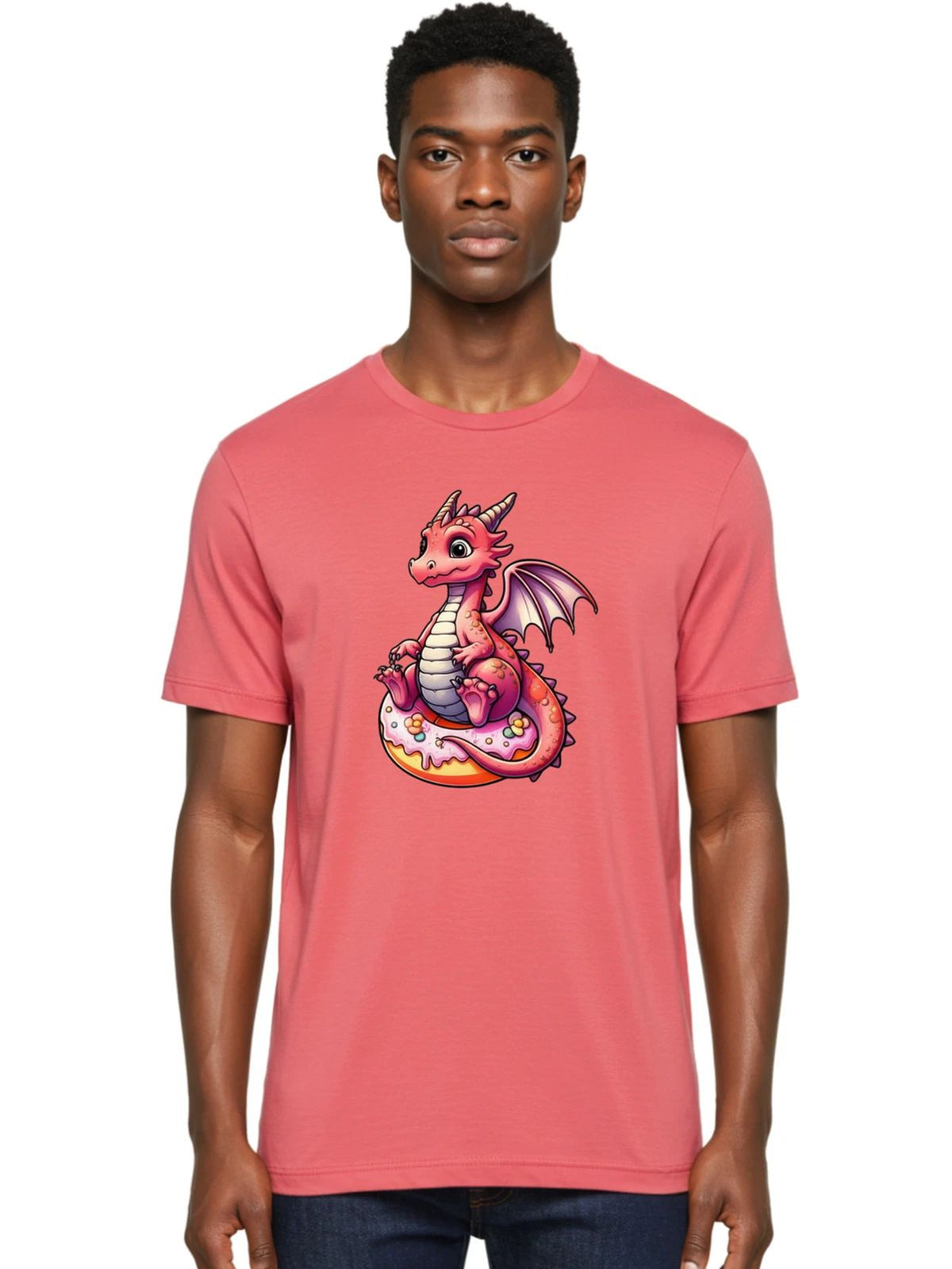 Pink-Dragon-Donut-2 Mens Graphic Tee, 100% Cotton, Casual Summer Wear Unisex