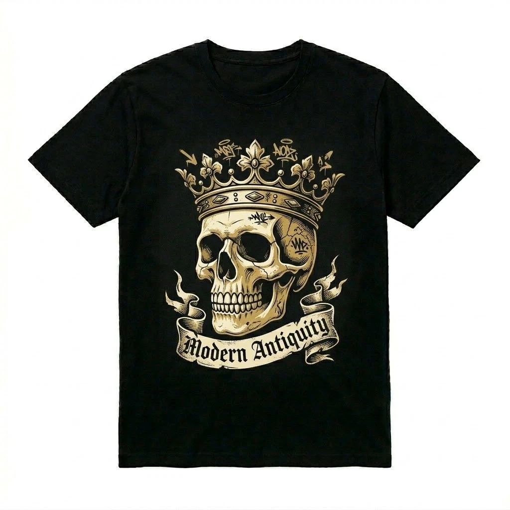 Modern Antiquity Skull Crown - Gothic King Streetwear Graphic Tee Unisex