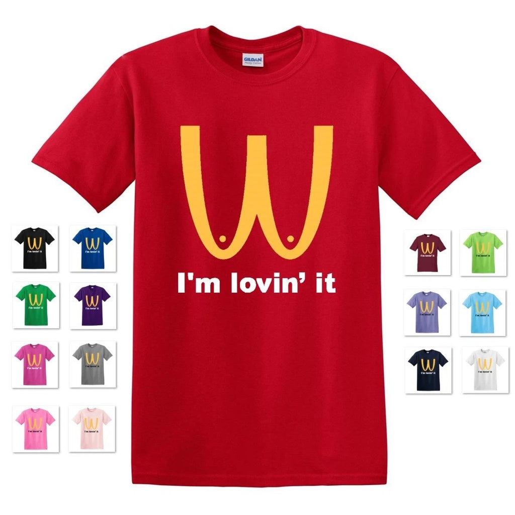 NEW I'M LOVIN' IT PARODY BOOBIES BOOBS FUNNY DIRTY ADULT TEE Unisex