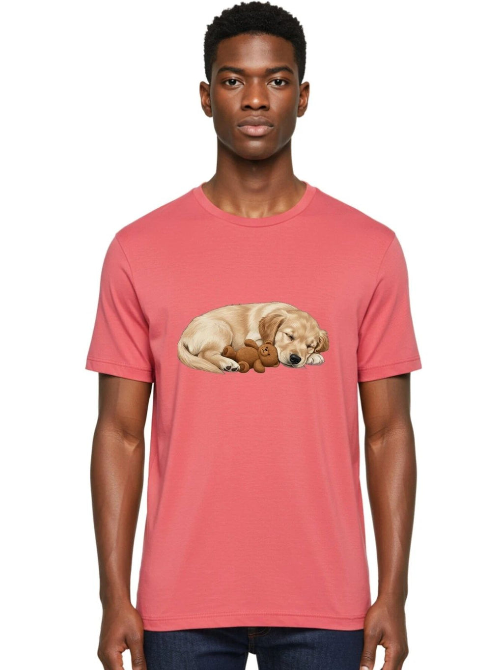 Sleeping-Golden-Retriever-1 Mens Graphic Tee, 100% Cotton, Casual Summer Wear Unisex