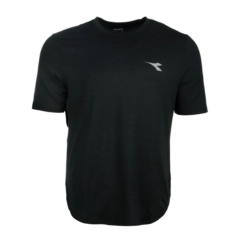 diadora Tech Run Crew Neck Short Sleeve Athletic Mens Black Casual Tops Unisex