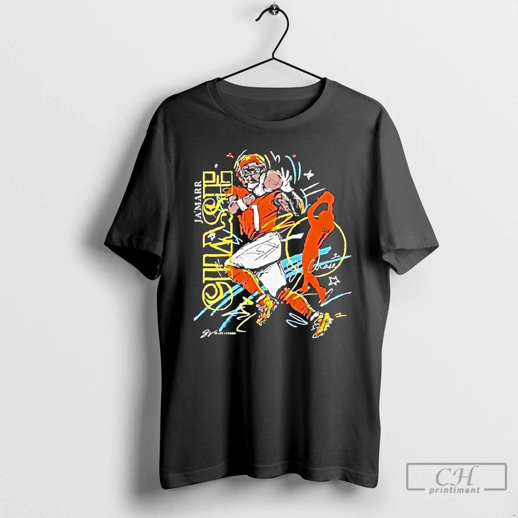 Classic Jamarr Chase Cincinnati Bearcats Football Scribble Signature T Shirts Unisex