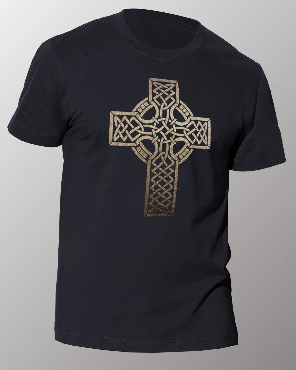 CELTIC CROSS GOLD FOIL DESIGN RINGSPUN COTTON GOTH TRIBAL CRUCIFIX KNOT Unisex