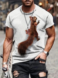 Casual Trendy New Round Neck Short Sleeve with Solid Color 3D Print Real Unisex