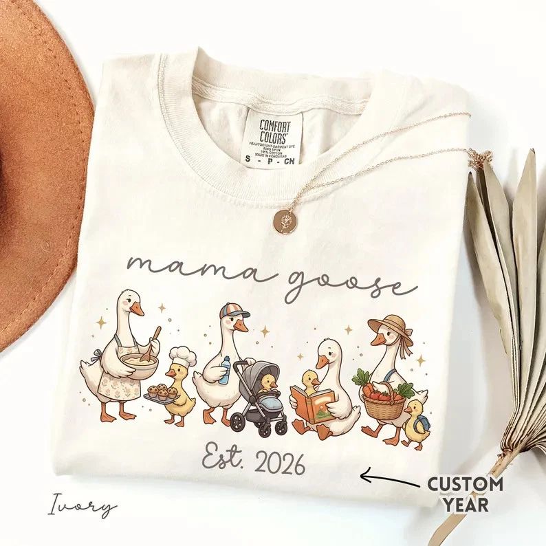 Mama Goose Est New Mom Cute Comfort Tee Unisex