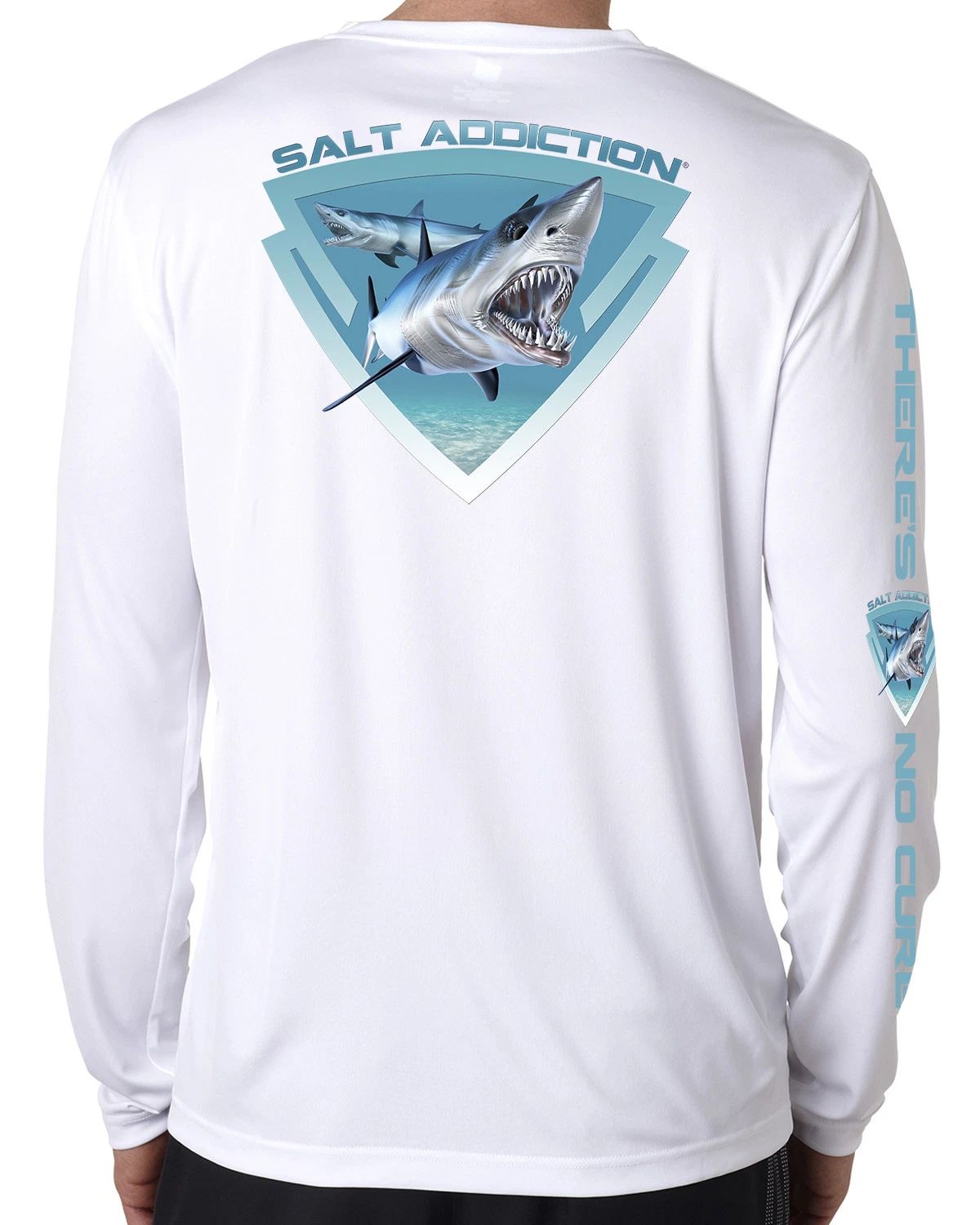 Salt Addiction t shirt long sleeve microfiber salt water fishing uv 50+ Shark Unisex
