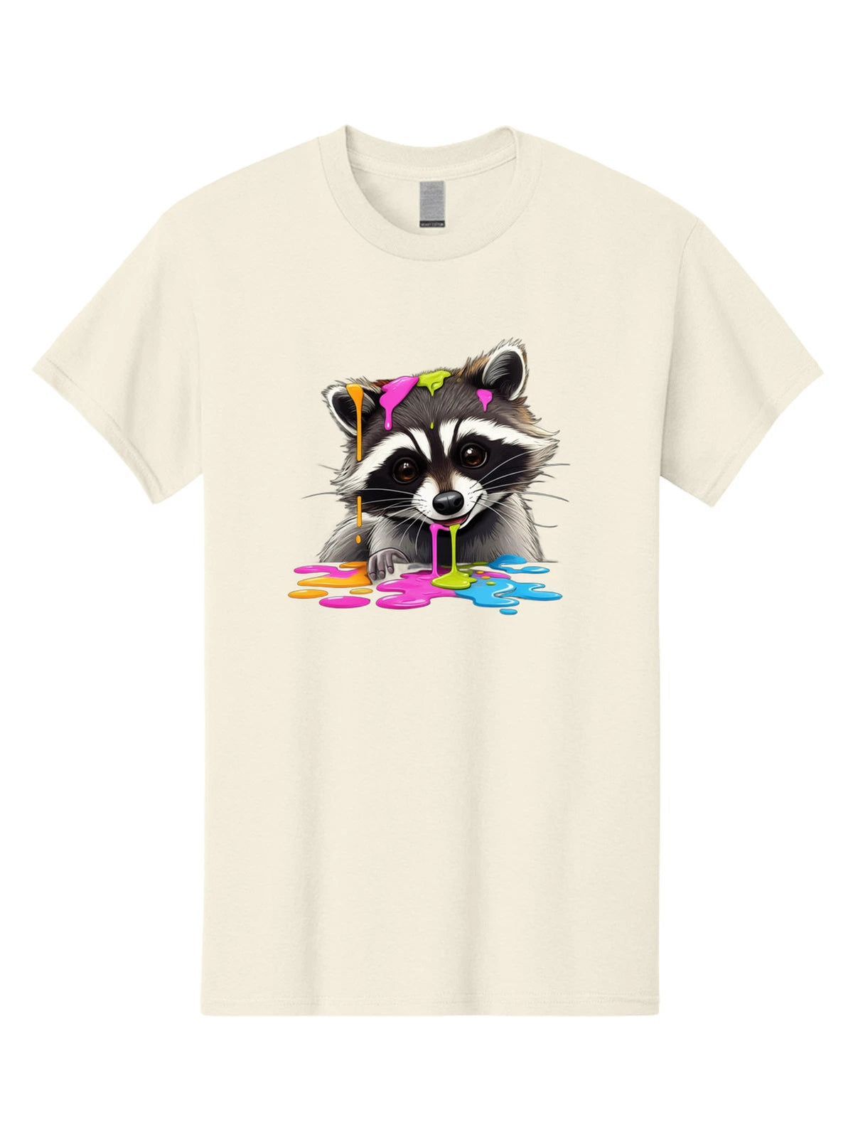 Raccoon-With-Paint-1 Mens Graphic Tee, 100% Cotton, Casual Summer Wear Unisex