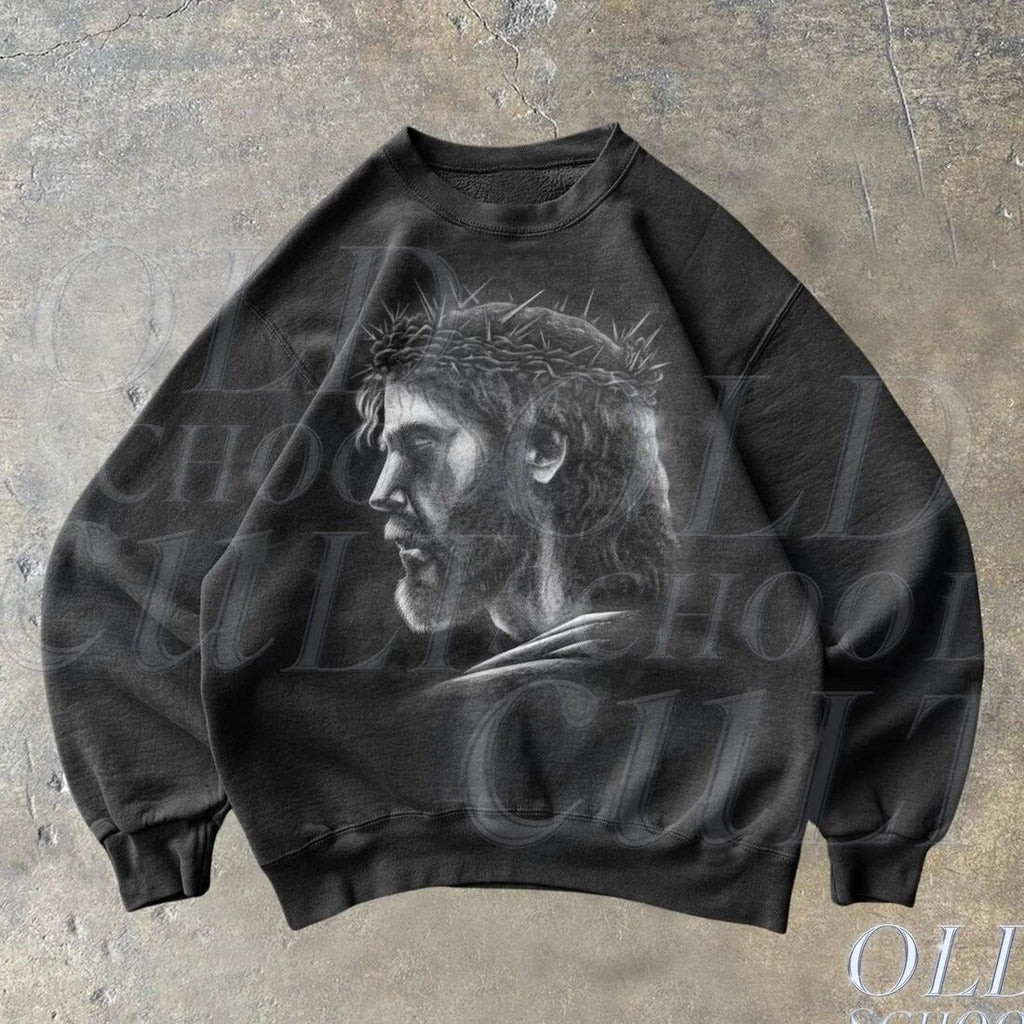 Jesus Vintage 90s Graphic , Retro Y2k Jesus Hand Drawn Sweater, Unisex