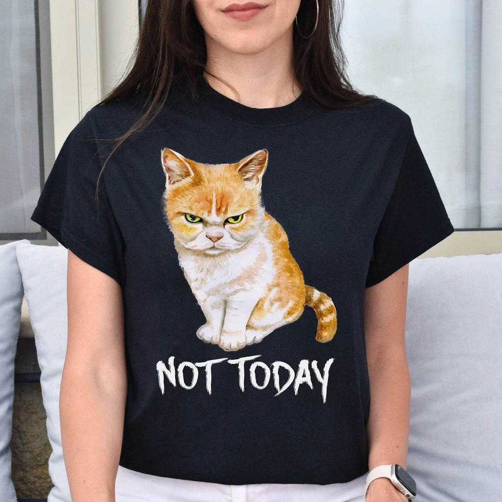 Cat Not Today Unisex shirt grumpy cat tee Black Dark Heather Unisex