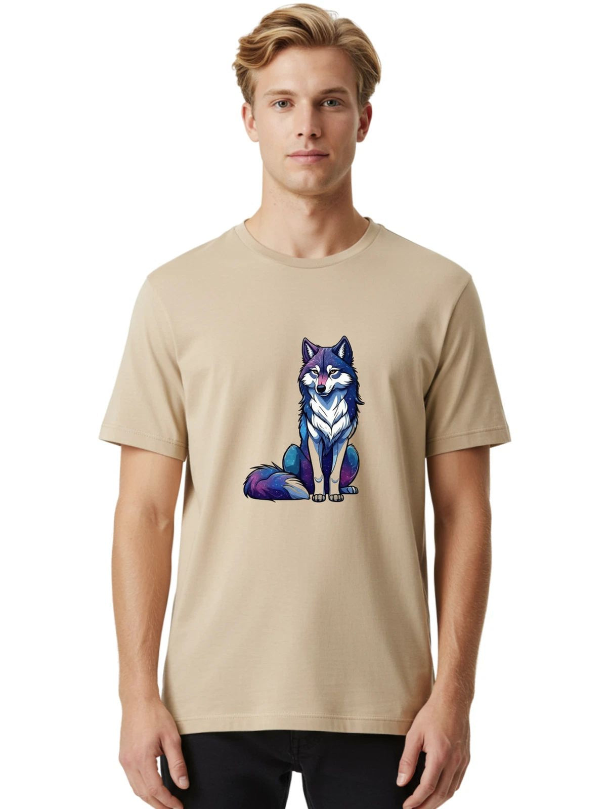 Galaxy-Wolf-8 Mens Graphic Tee, 100% Cotton, Casual Summer Wear Unisex