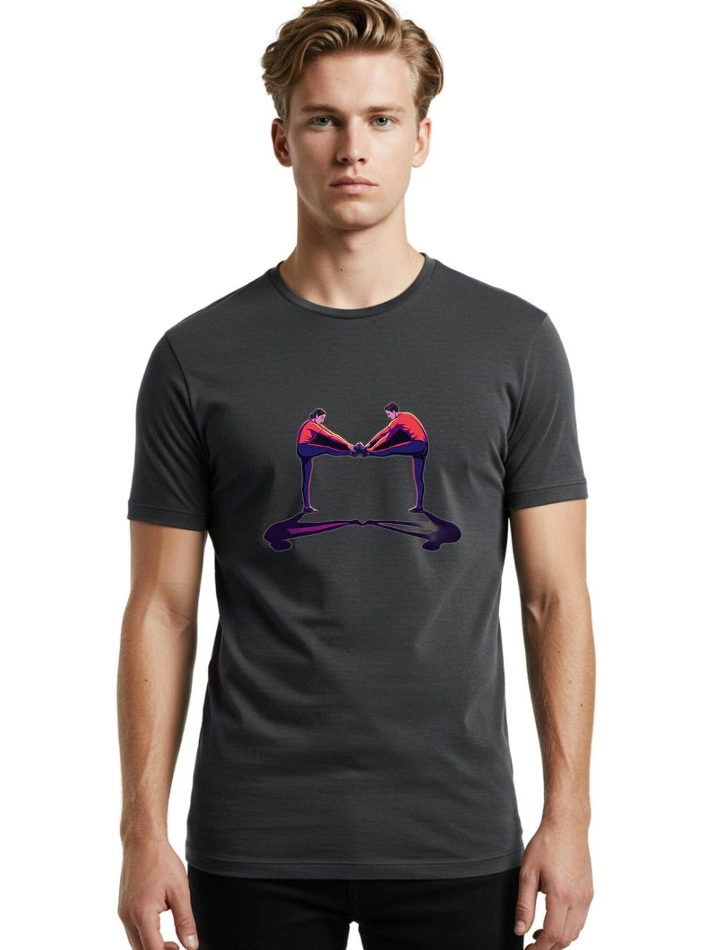Couple-Doing-Handstand Mens Graphic Tee, 100% Cotton, Casual Summer Wear Unisex