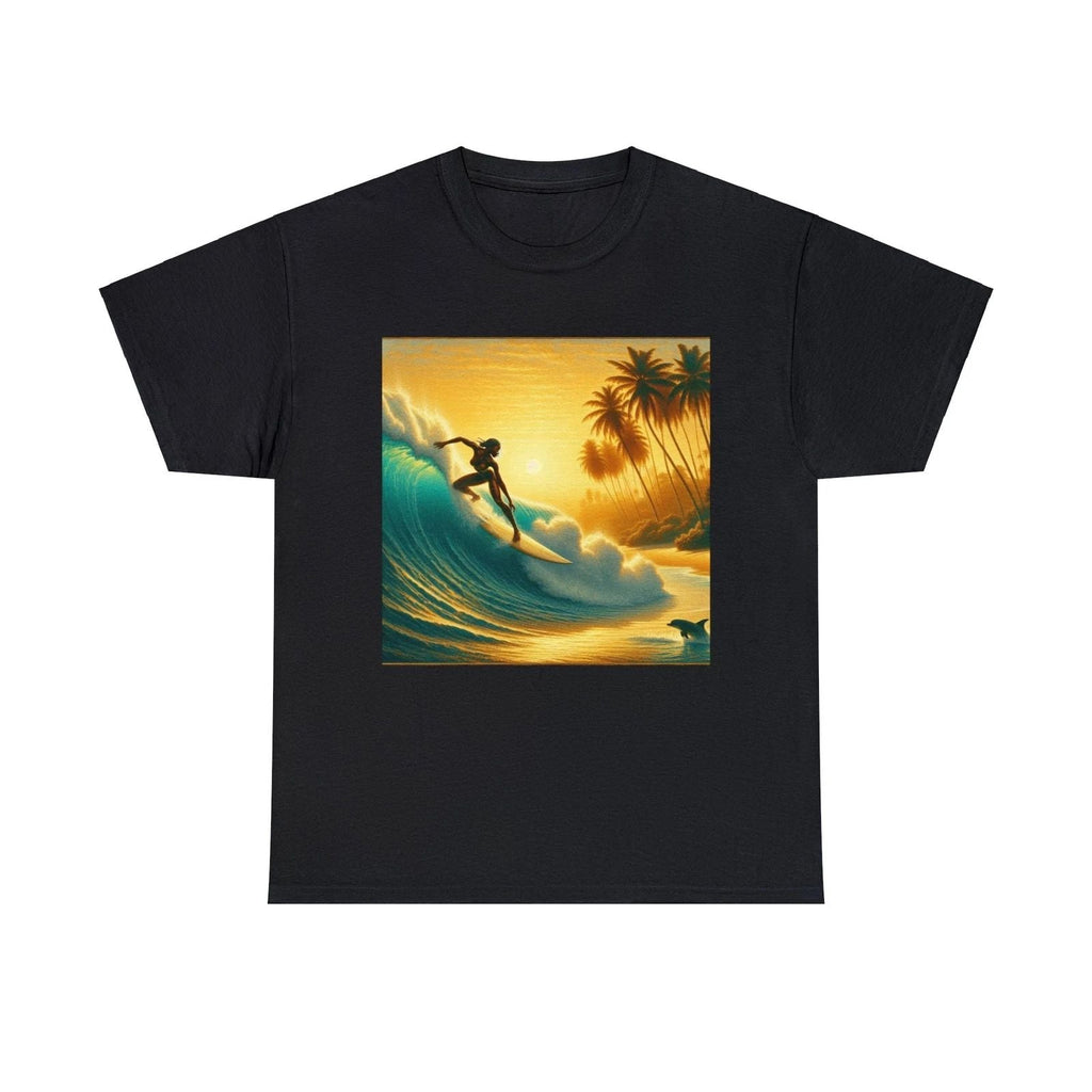 Unisex Adult T Shirt Surfing Beach Art Ocean African American Tropical Summer Unisex