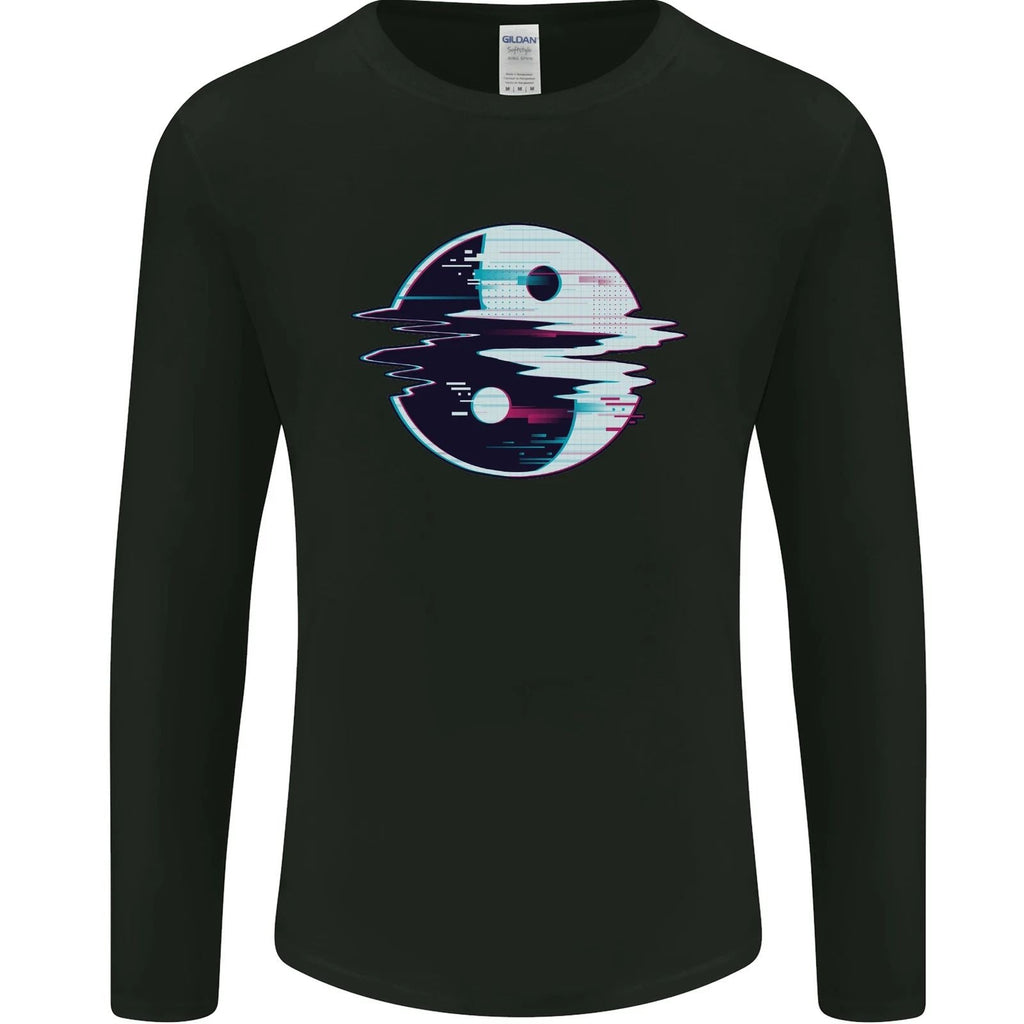 Yin Yang Glitch Yoga Meditation SCI-FI MMA Mens Long Sleeve Unisex