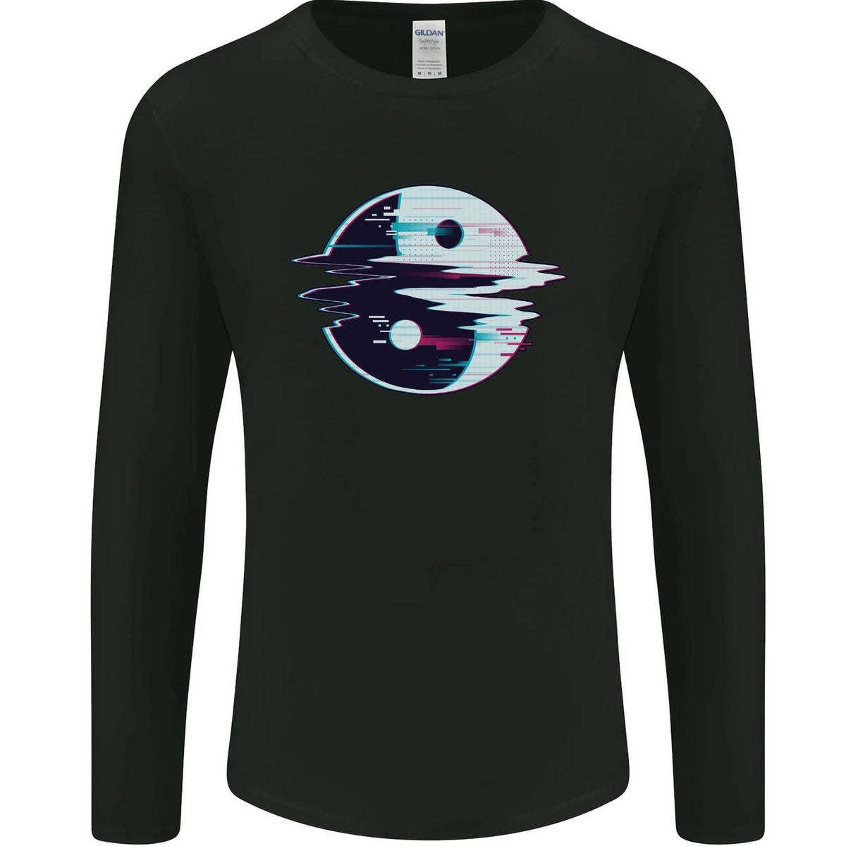 Yin Yang Glitch Yoga Meditation SCI-FI MMA Mens Long Sleeve Unisex